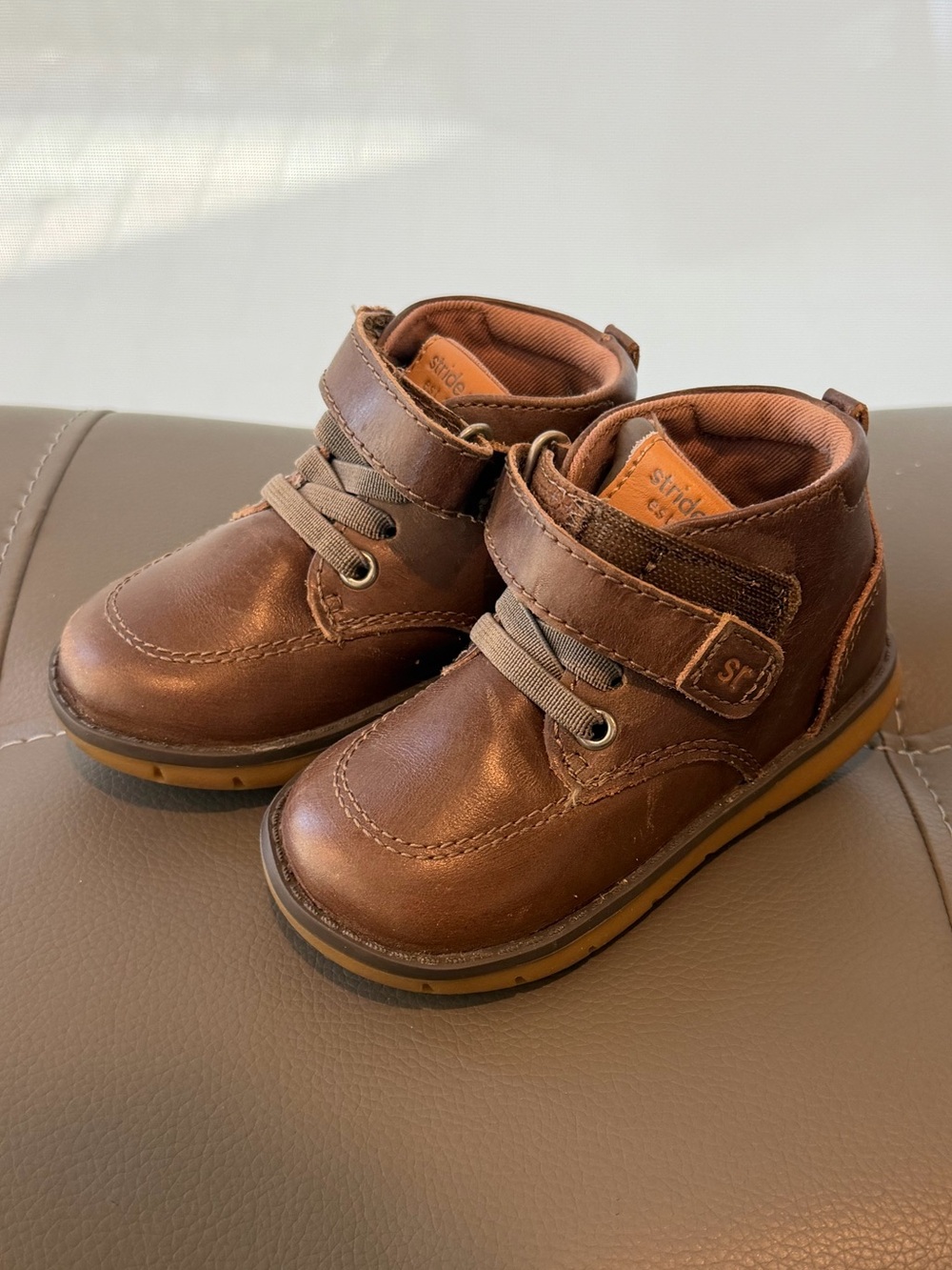 Stride Rite Quinn Brown Leather Toddler Ankle Boots